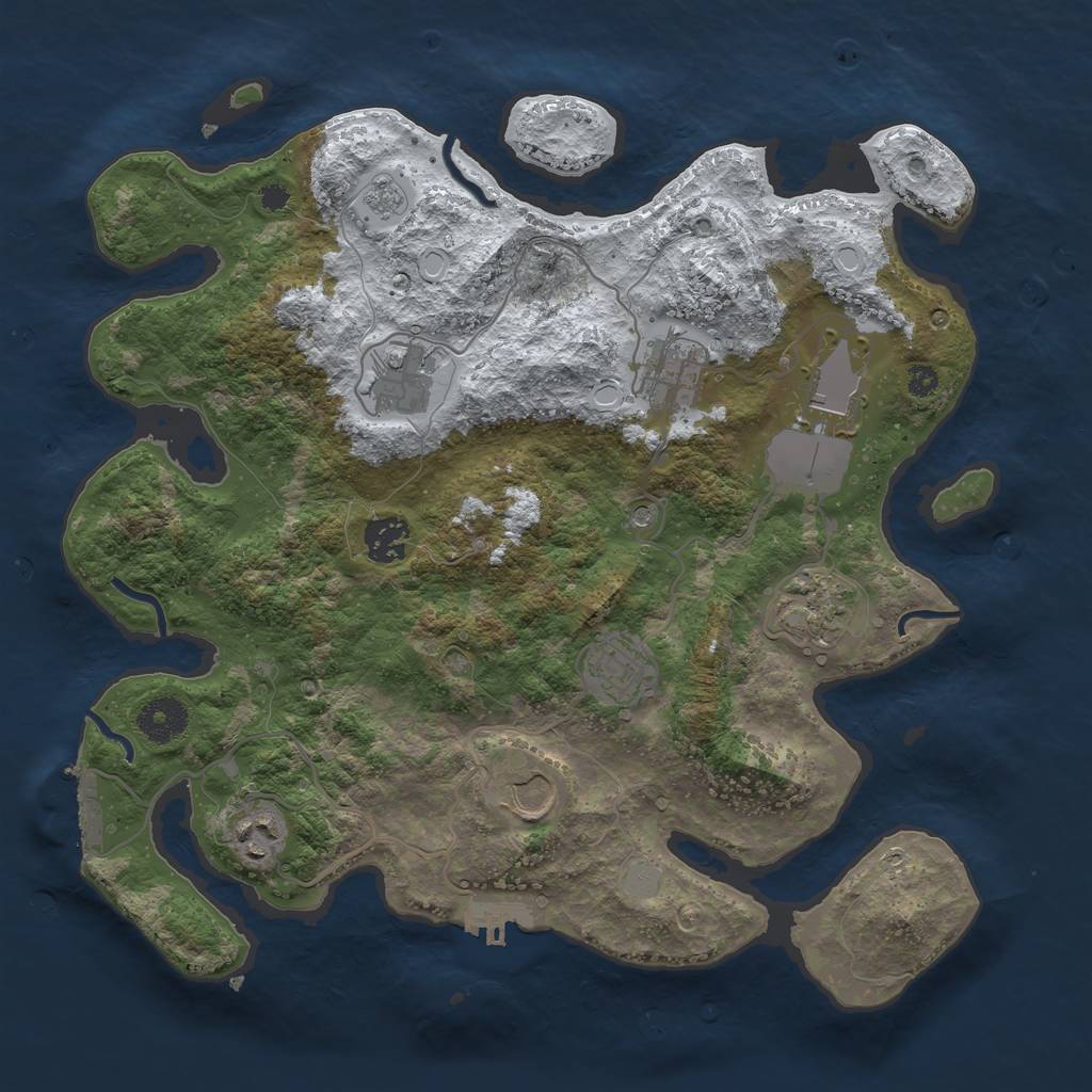 Rust Map: Procedural Map, Size: 3500, Seed: 3041845, 17 Monuments