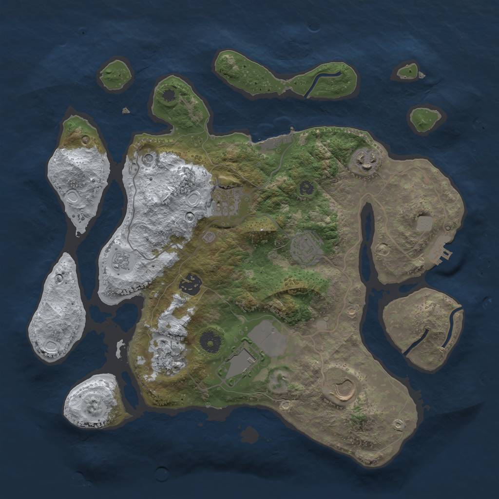 Rust Map: Procedural Map, Size: 3500, Seed: 5150115, 16 Monuments