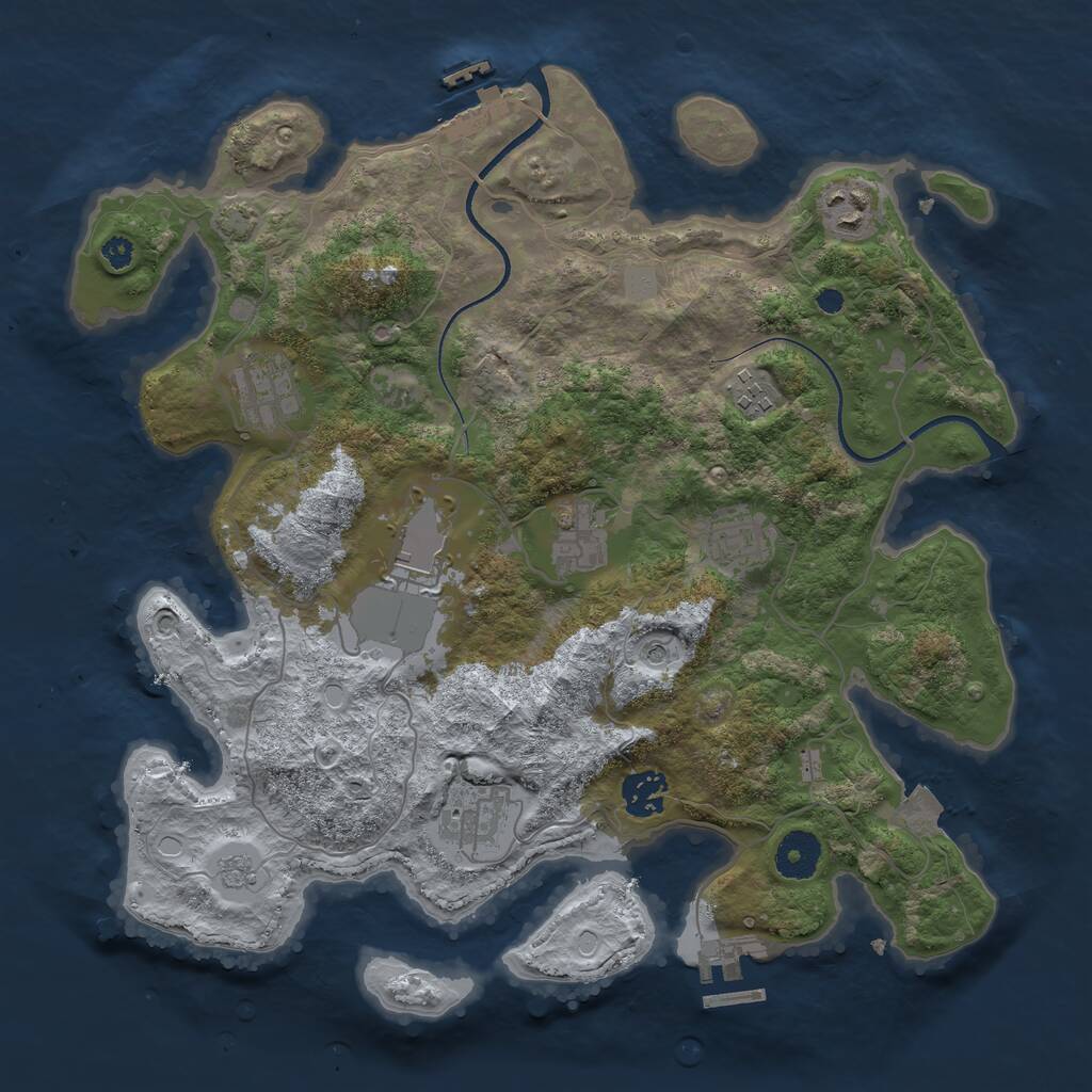 Rust Map: Procedural Map, Size: 3500, Seed: 2907608, 14 Monuments