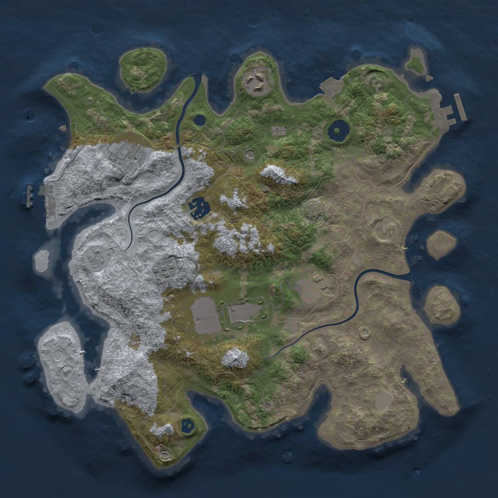 Rust Map: Procedural Map, Size: 3500, Seed: 1100311, 12 Monuments