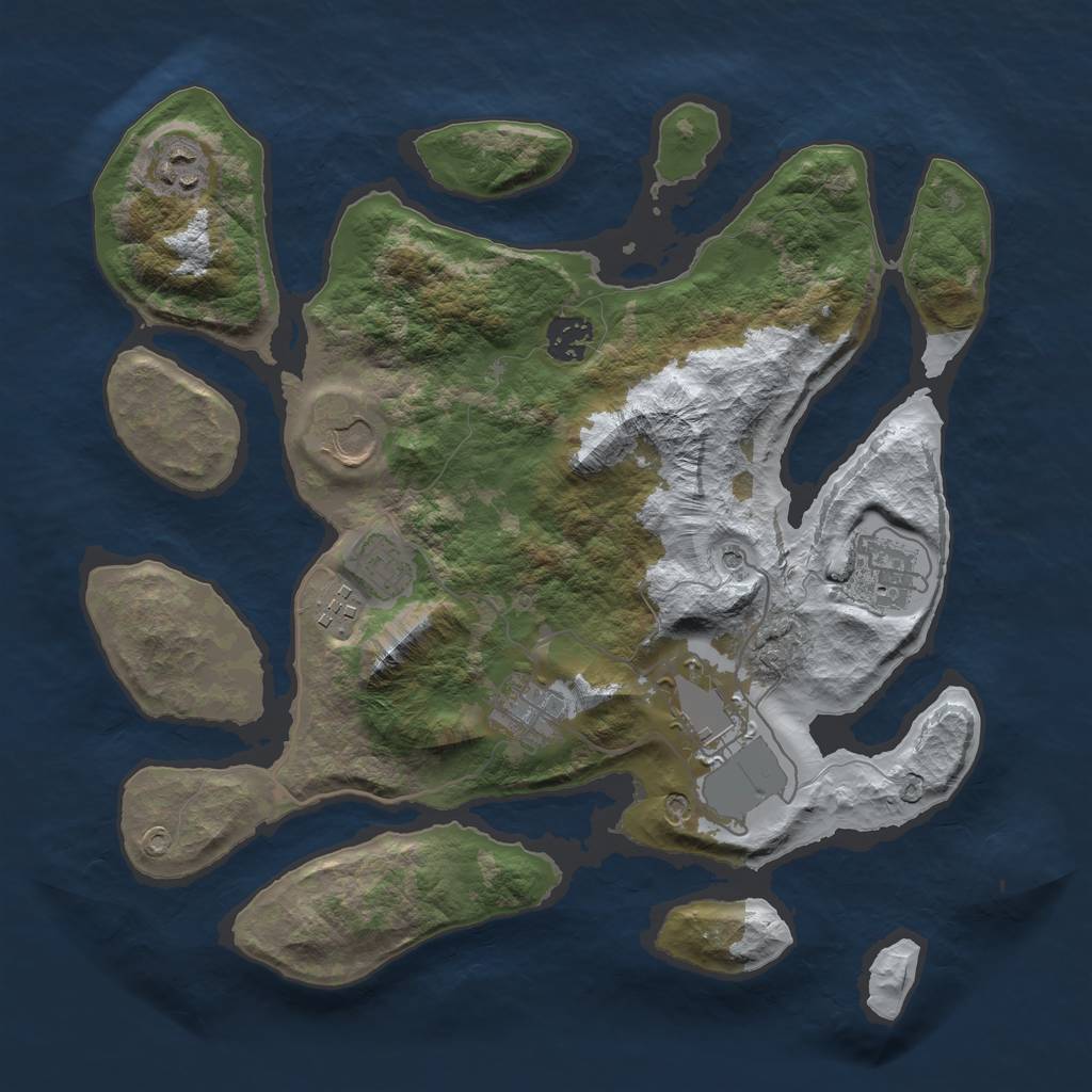 Rust Map: Barren, Size: 3500, Seed: 3676021, 11 Monuments
