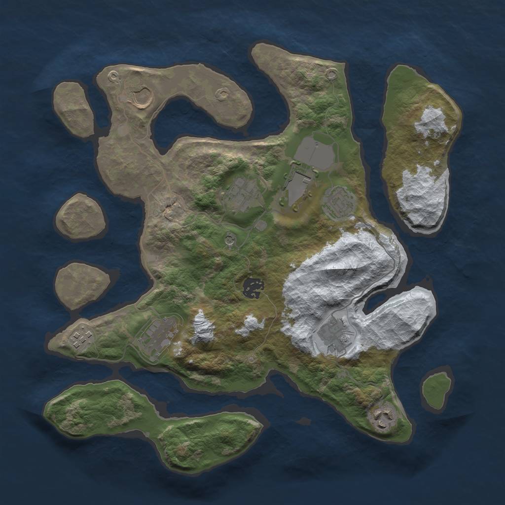 Rust Map: Barren, Size: 3500, Seed: 5673562, 12 Monuments
