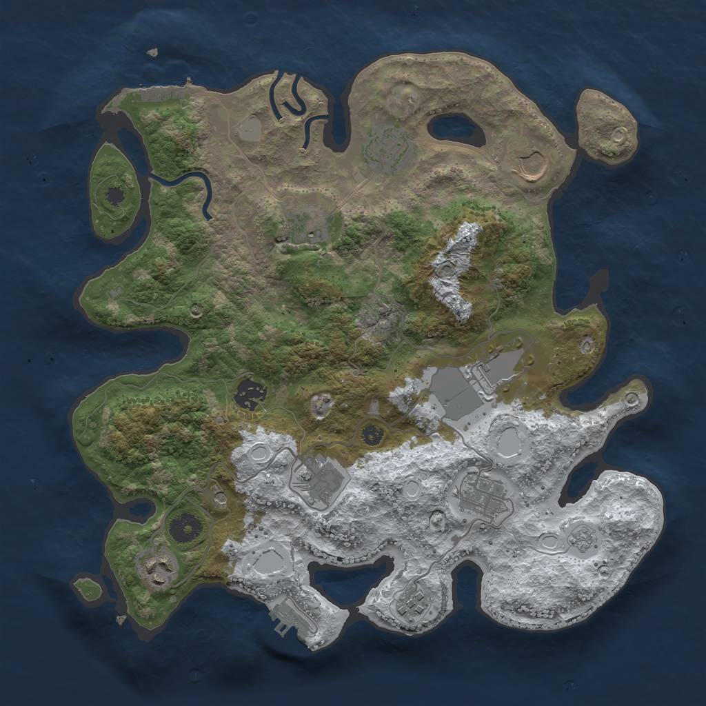 Rust Map: Procedural Map, Size: 3500, Seed: 615934, 18 Monuments