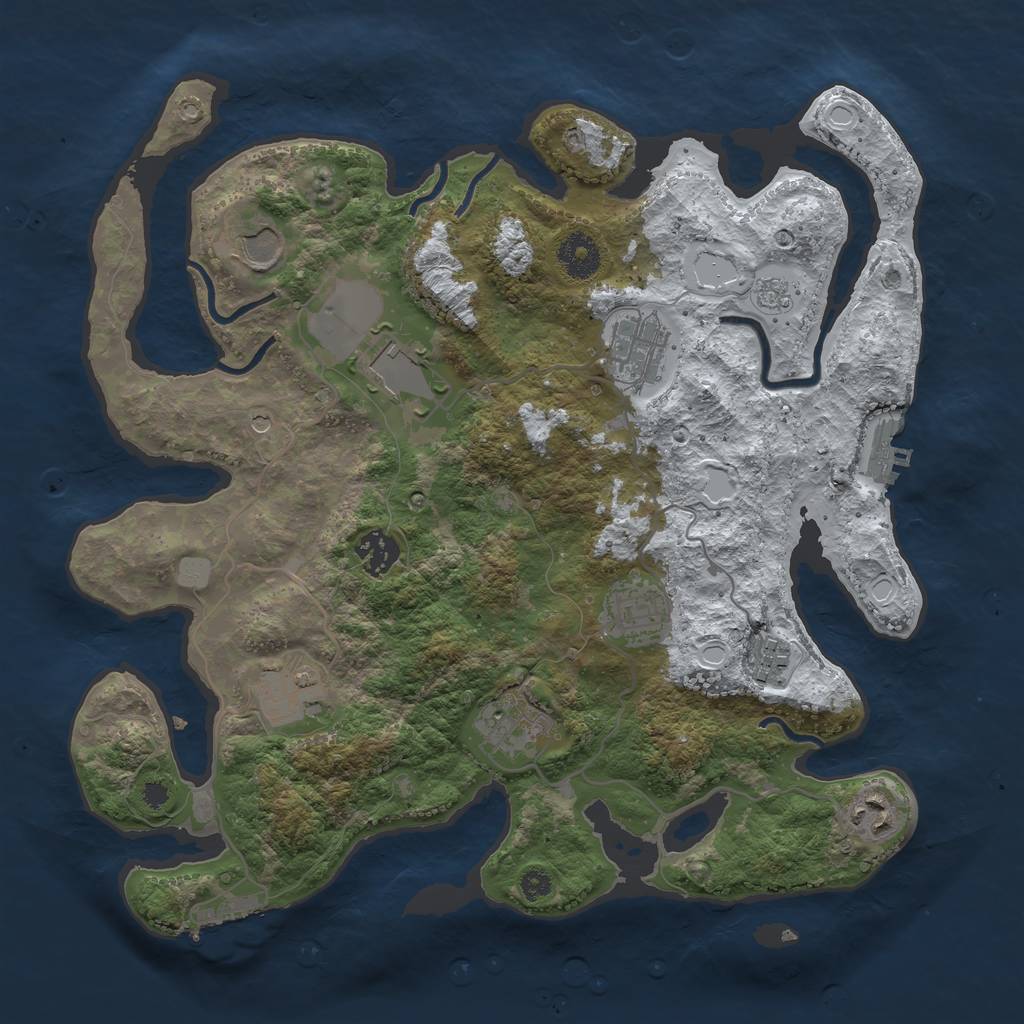Rust Map: Procedural Map, Size: 3500, Seed: 2470244, 18 Monuments