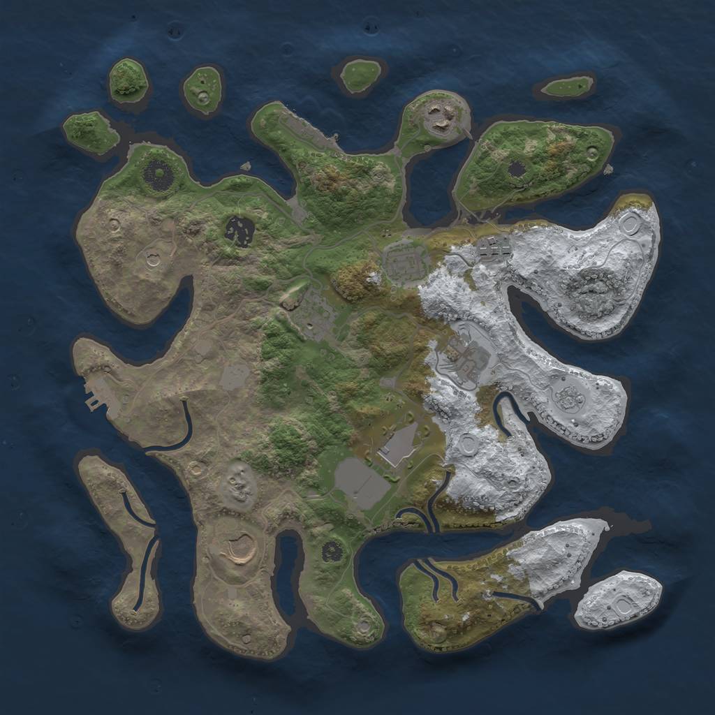 Rust Map: Procedural Map, Size: 3500, Seed: 4383484, 17 Monuments