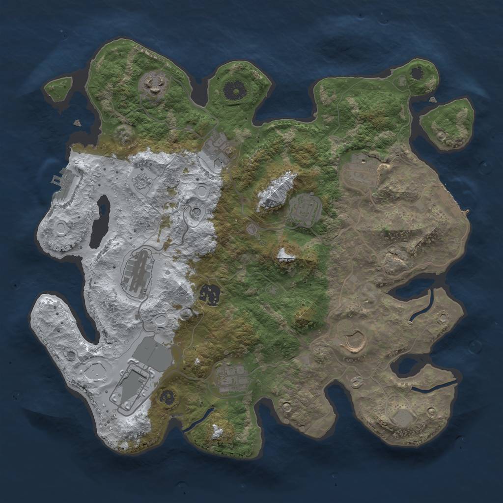 Rust Map: Procedural Map, Size: 3500, Seed: 3830313, 18 Monuments