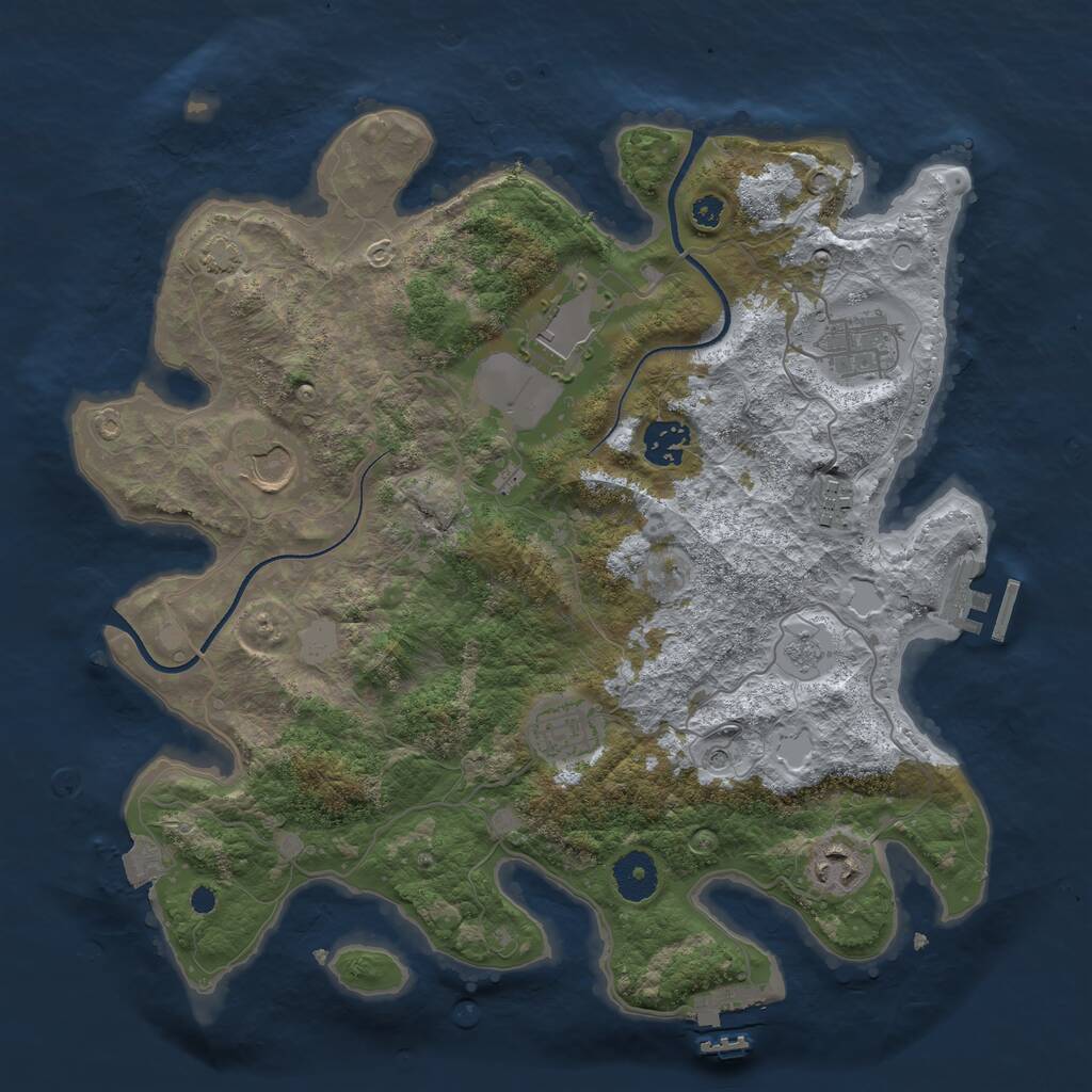 Rust Map: Procedural Map, Size: 3500, Seed: 2523727, 13 Monuments
