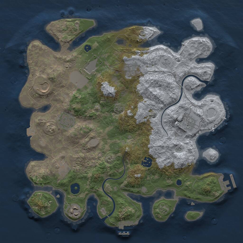 Rust Map: Procedural Map, Size: 3500, Seed: 4864201, 14 Monuments