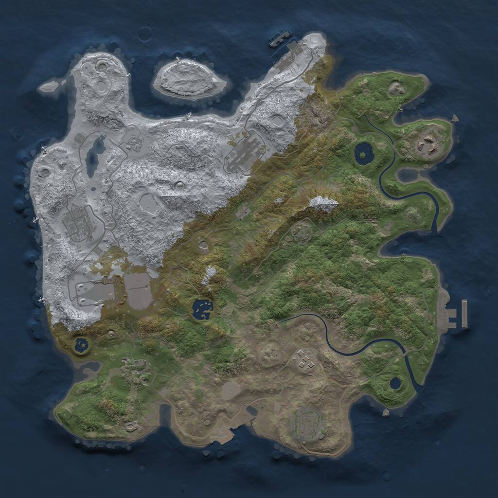 Rust Map: Procedural Map, Size: 3500, Seed: 169742, 14 Monuments