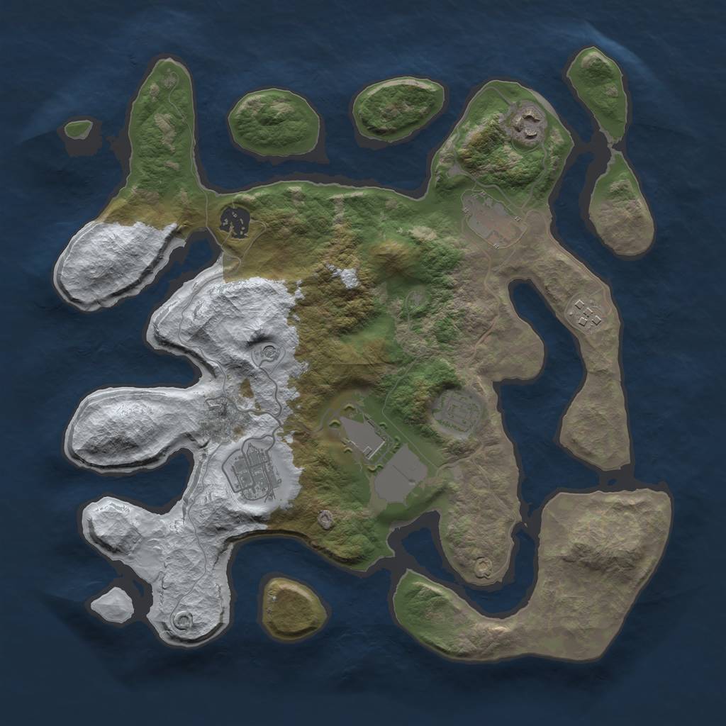 Rust Map: Barren, Size: 3500, Seed: 99743, 10 Monuments
