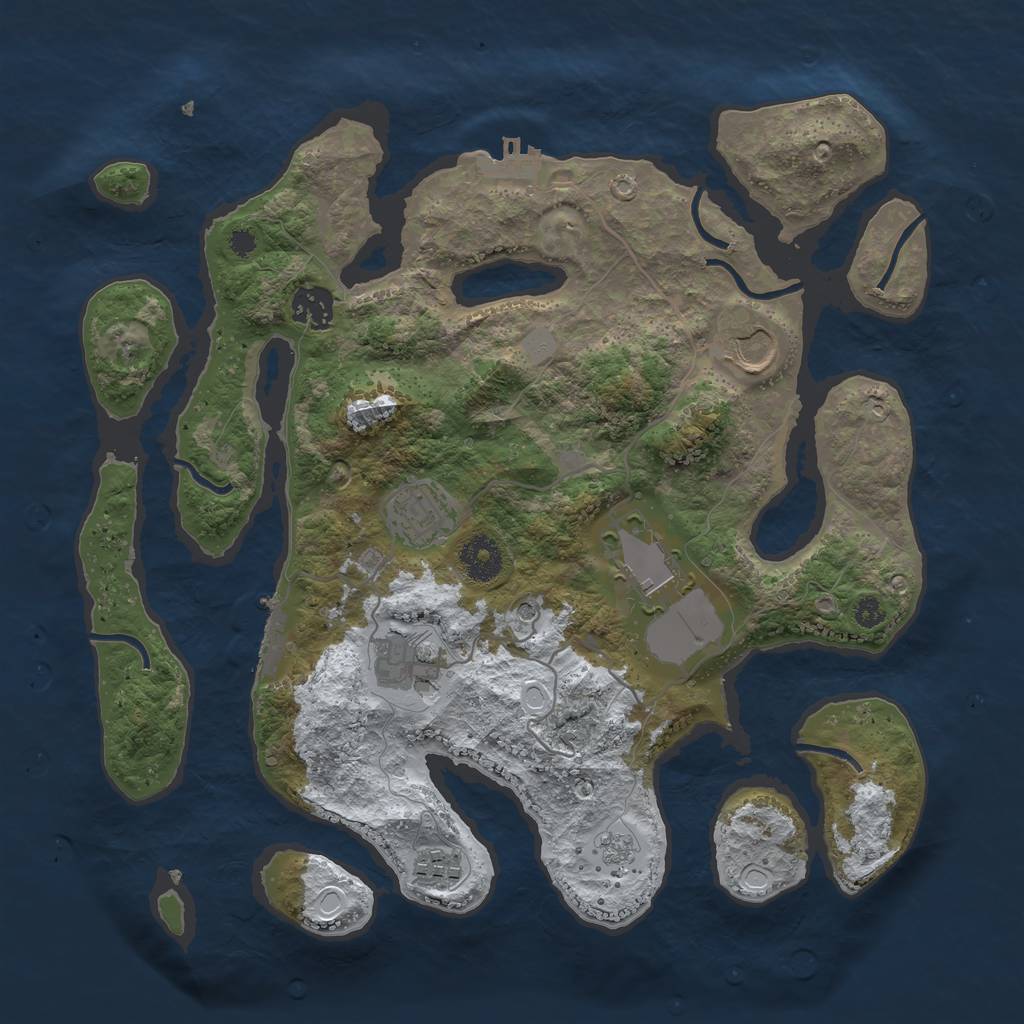 Rust Map: Procedural Map, Size: 3500, Seed: 1358968, 15 Monuments