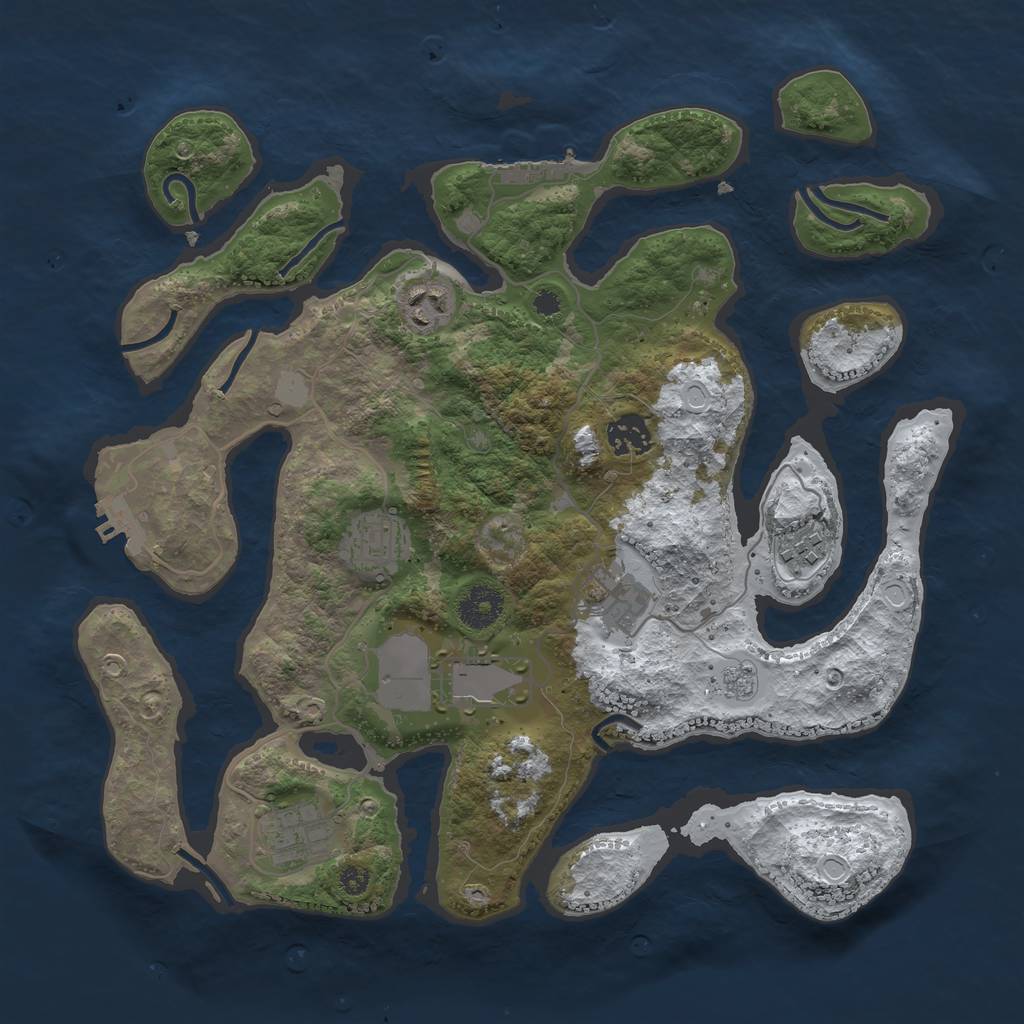 Rust Map: Procedural Map, Size: 3500, Seed: 1290533, 15 Monuments