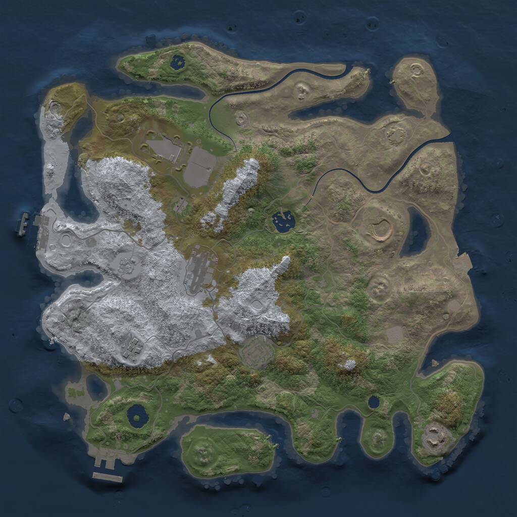 Rust Map: Procedural Map, Size: 3500, Seed: 1834290, 12 Monuments