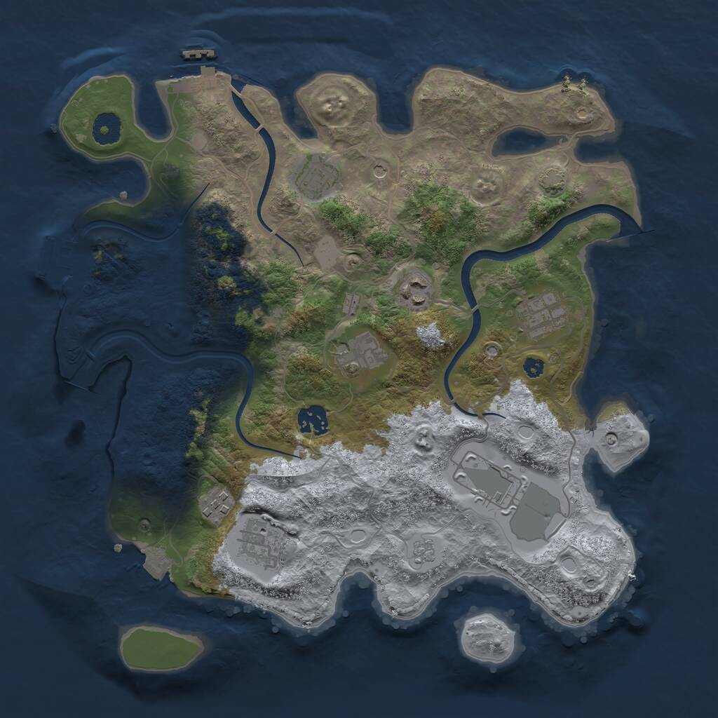 Rust Map: Procedural Map, Size: 3500, Seed: 5347762, 14 Monuments