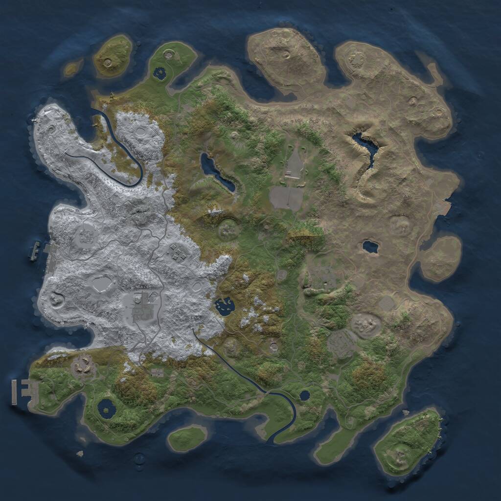 Rust Map: Procedural Map, Size: 4000, Seed: 3100389, 13 Monuments