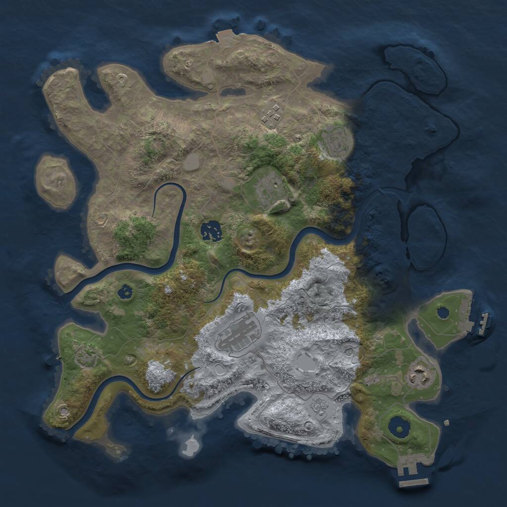 Rust Map: Procedural Map, Size: 3500, Seed: 3194605, 12 Monuments