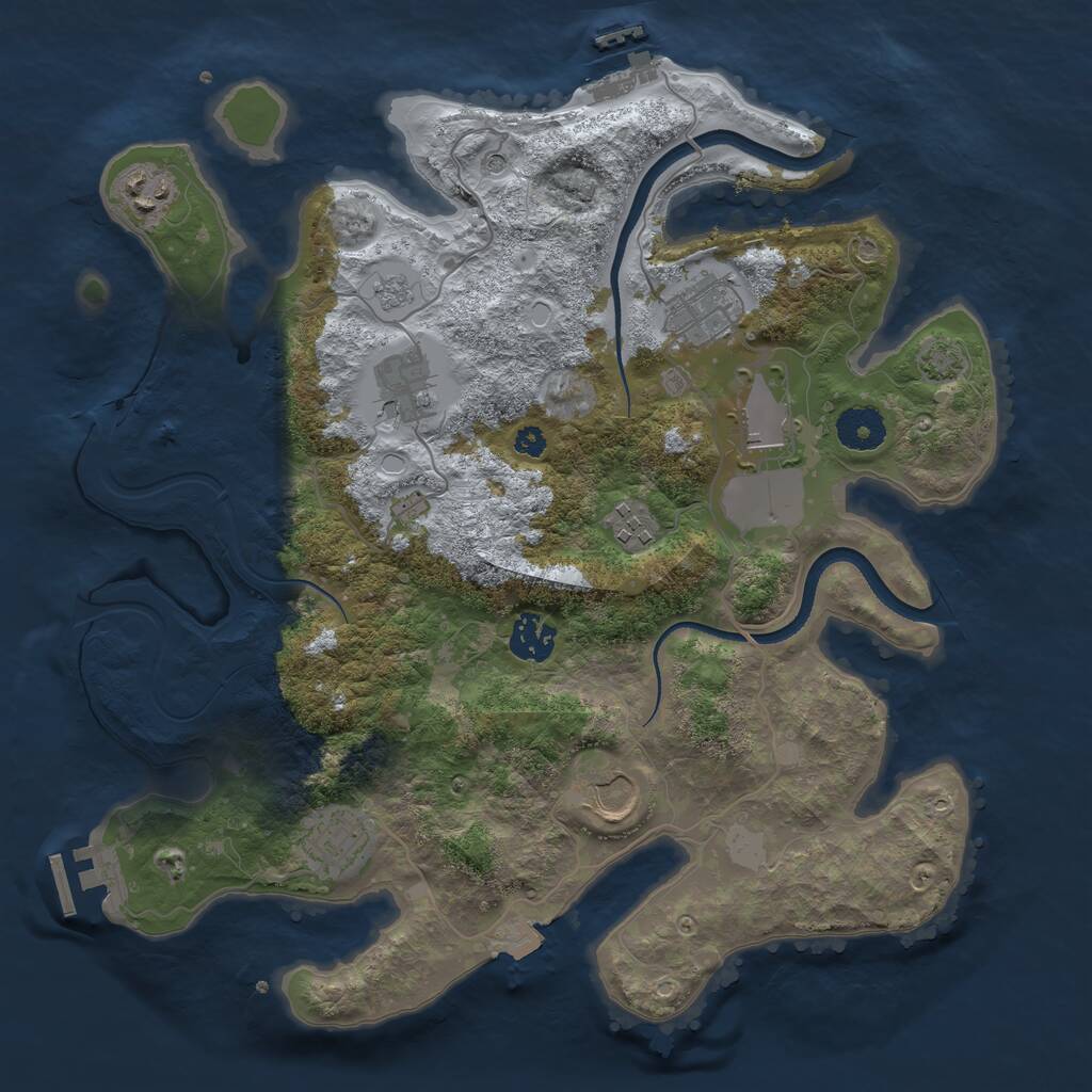 Rust Map: Procedural Map, Size: 3500, Seed: 6119593, 14 Monuments