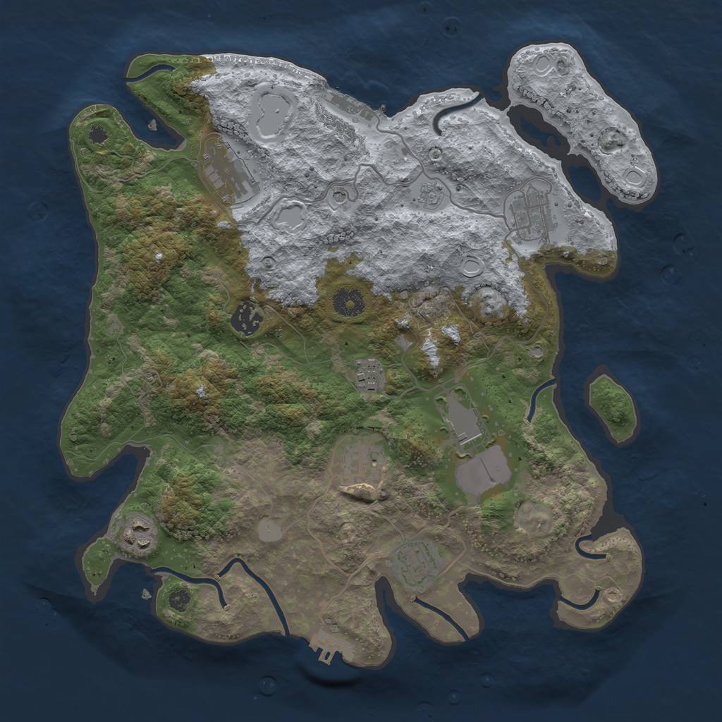 Rust Map: Procedural Map, Size: 3500, Seed: 3098148, 15 Monuments