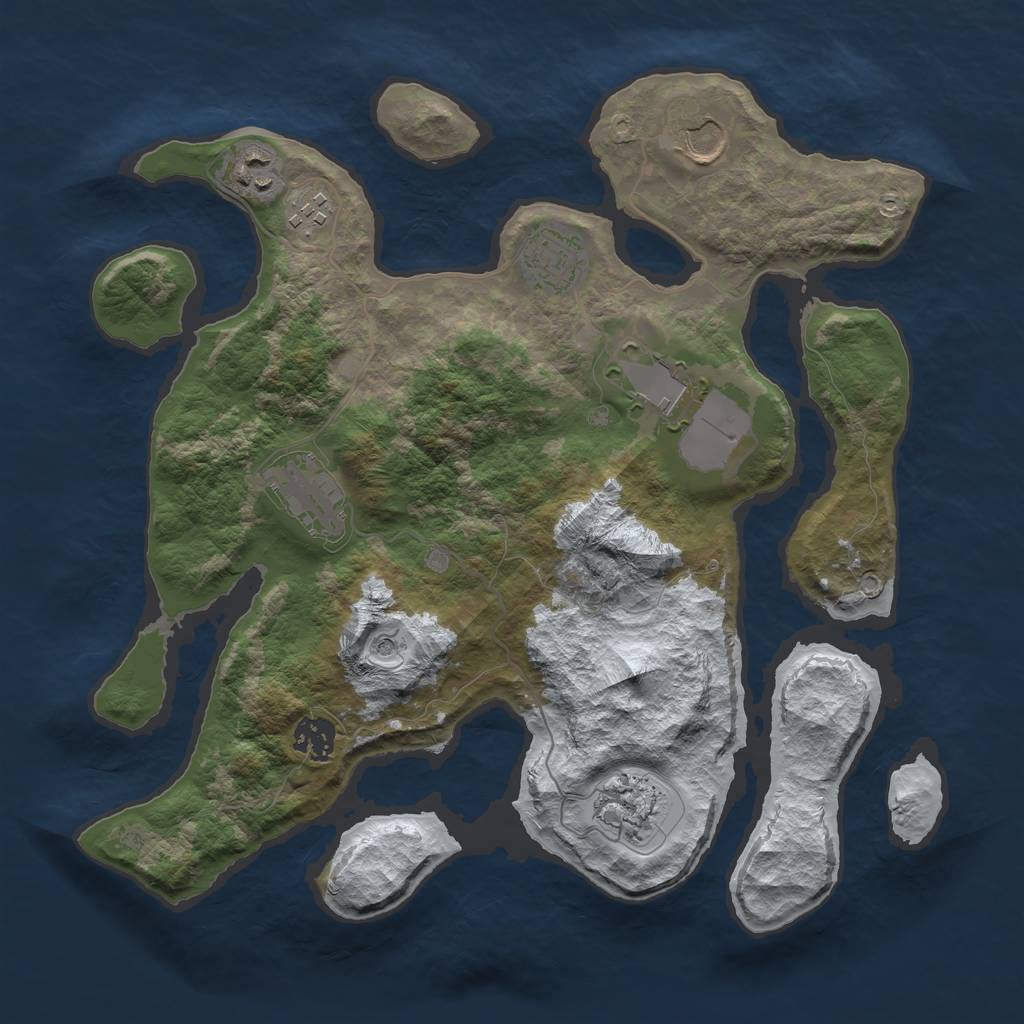 Rust Map: Barren, Size: 3500, Seed: 4067940, 11 Monuments