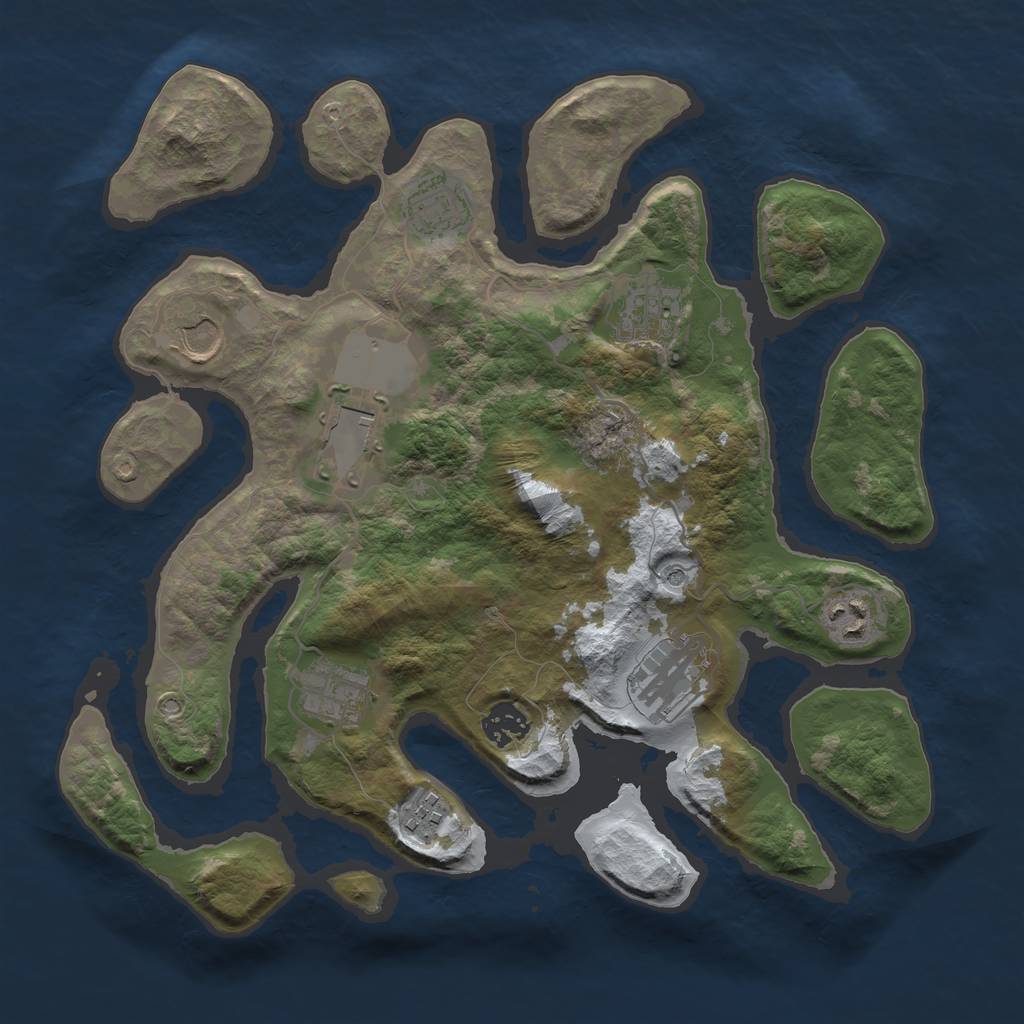 Rust Map: Barren, Size: 3500, Seed: 173237, 12 Monuments