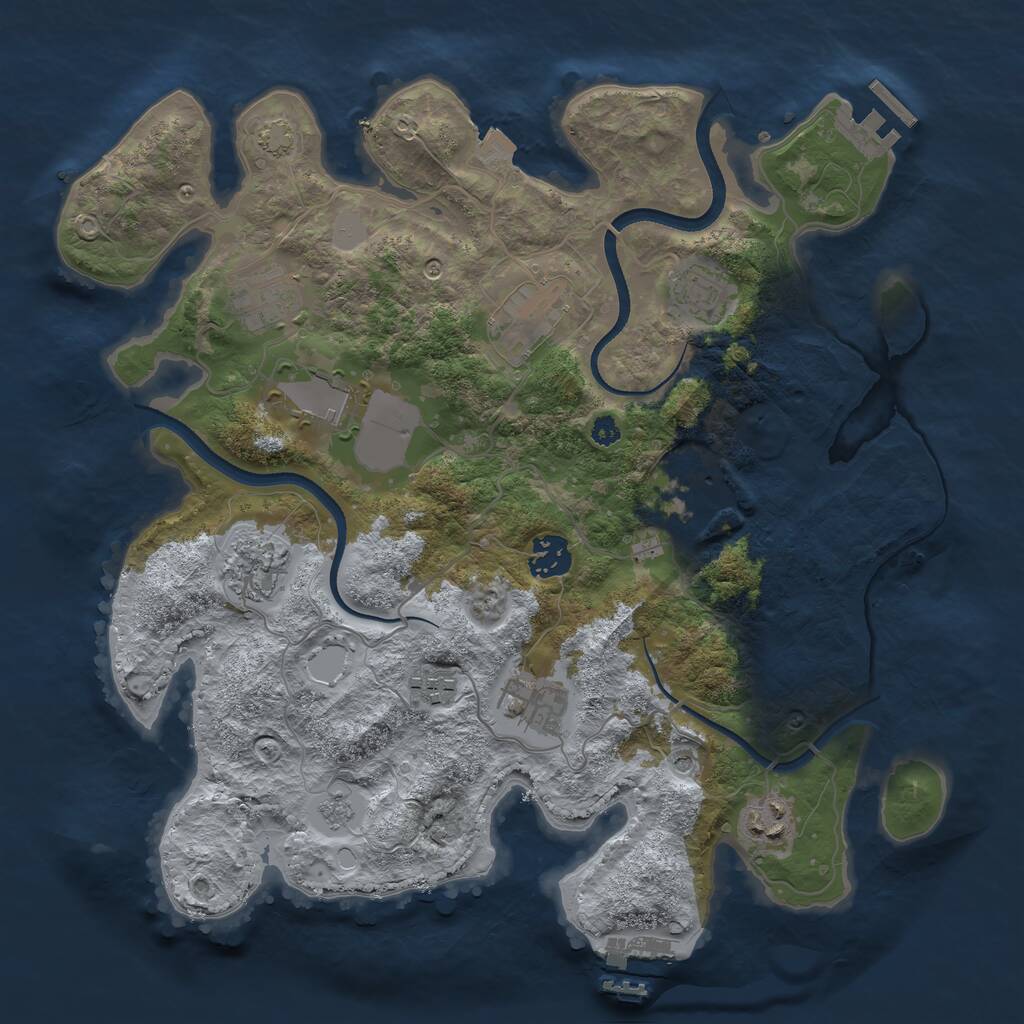 Rust Map: Procedural Map, Size: 3500, Seed: 4068646, 16 Monuments