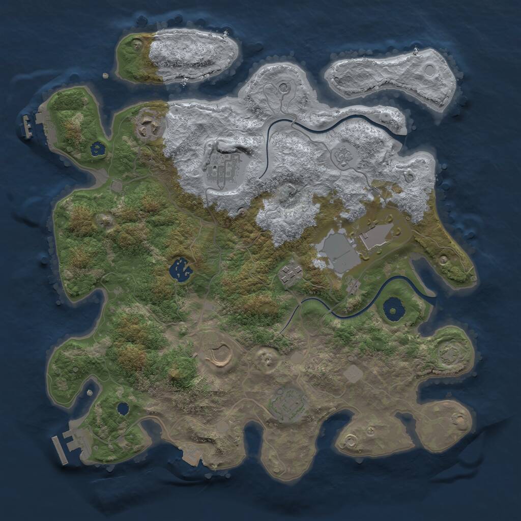 Rust Map: Procedural Map, Size: 3500, Seed: 22021, 13 Monuments