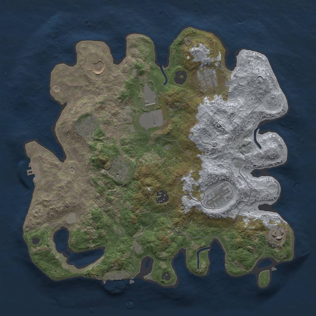 Rust Map: Procedural Map, Size: 3500, Seed: 5380801, 17 Monuments