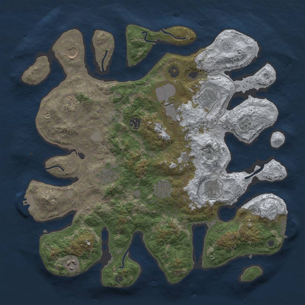 Rust Map: Procedural Map, Size: 4000, Seed: 698295676, 19 Monuments