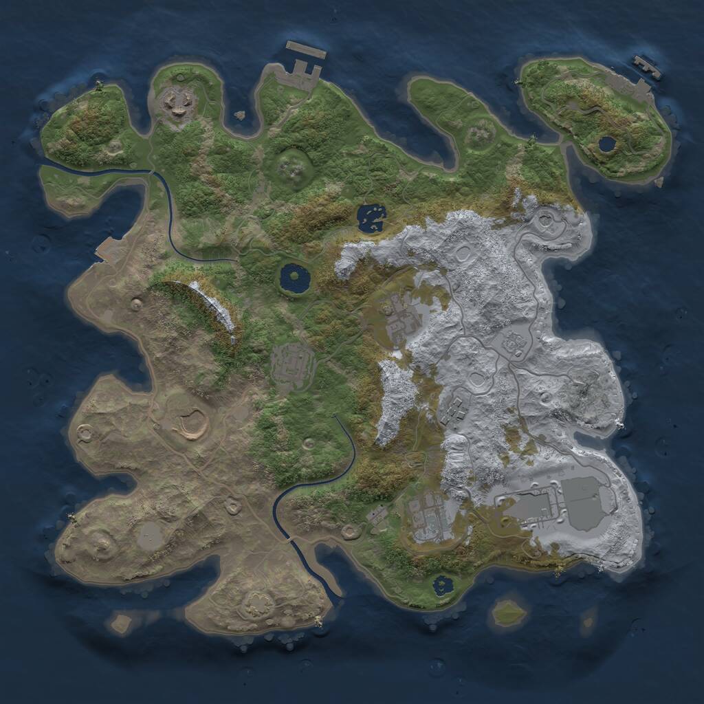 Rust Map: Procedural Map, Size: 3500, Seed: 53313587, 14 Monuments