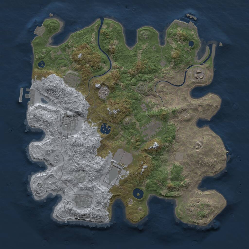Rust Map: Procedural Map, Size: 3500, Seed: 1019917, 14 Monuments