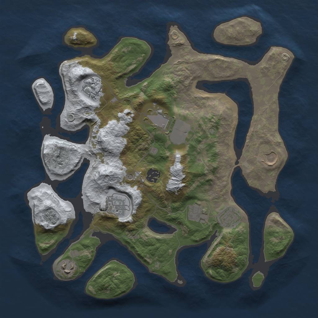 Rust Map: Barren, Size: 3500, Seed: 1205381, 12 Monuments