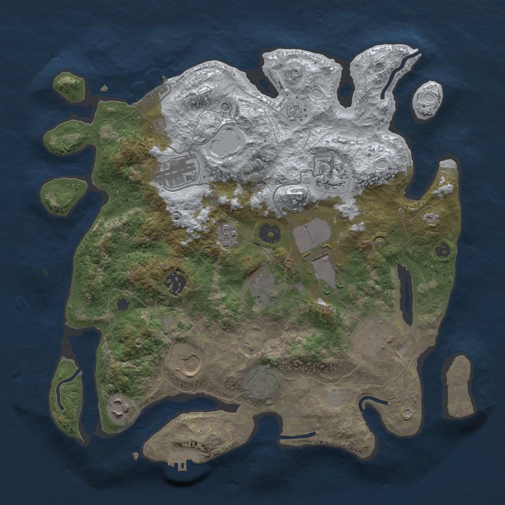 Rust Map: Procedural Map, Size: 3500, Seed: 768571, 19 Monuments