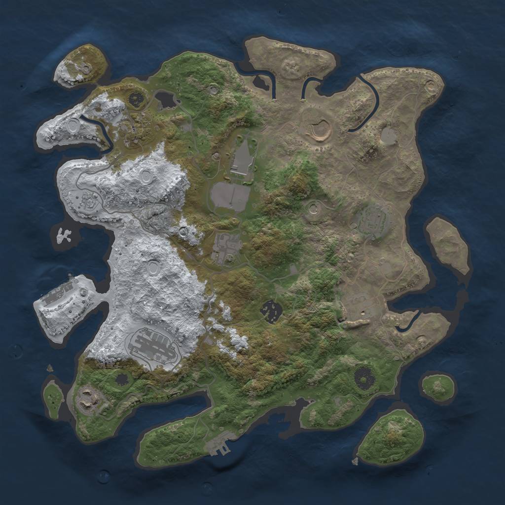 Rust Map: Procedural Map, Size: 3500, Seed: 3069658, 18 Monuments