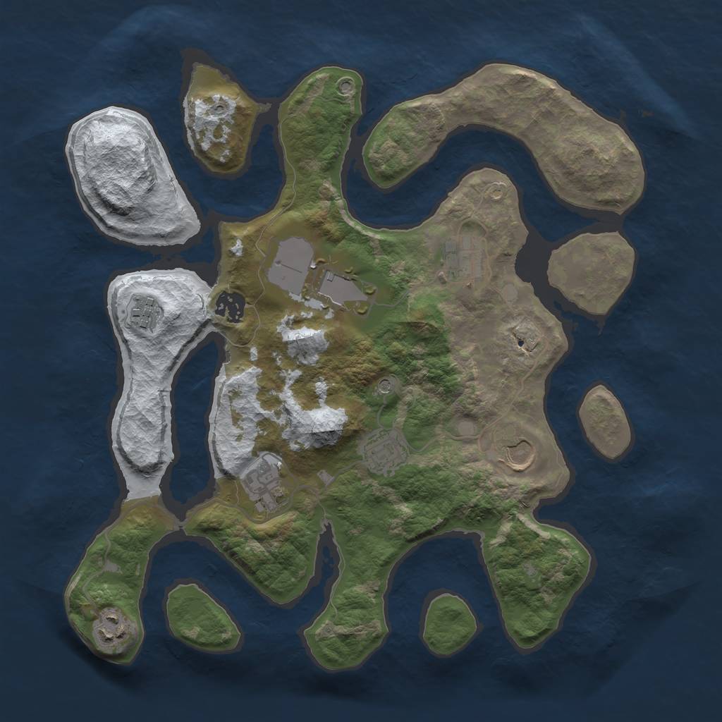 Rust Map: Barren, Size: 3500, Seed: 1755815, 11 Monuments