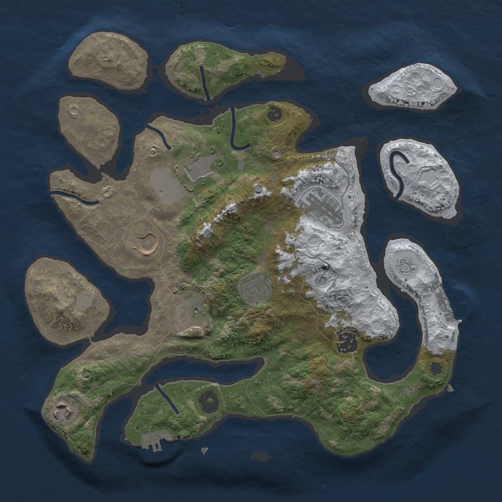 Rust Map: Procedural Map, Size: 3500, Seed: 412850855, 16 Monuments