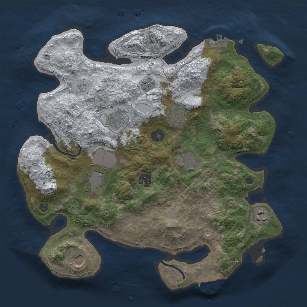 Rust Map: Procedural Map, Size: 3500, Seed: 3249502, 17 Monuments