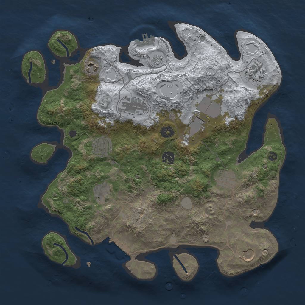 Rust Map: Procedural Map, Size: 3500, Seed: 1991040131, 17 Monuments