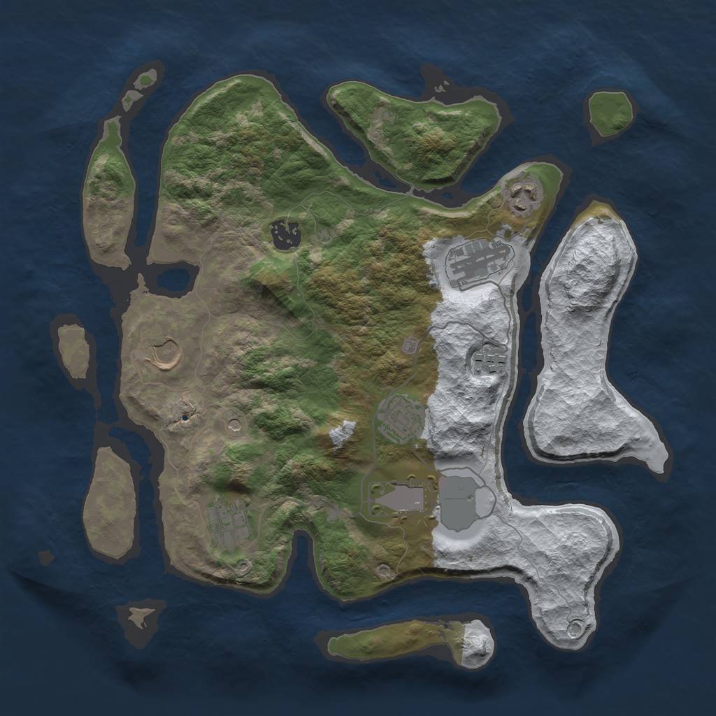 Rust Map: Barren, Size: 3500, Seed: 6113041, 11 Monuments