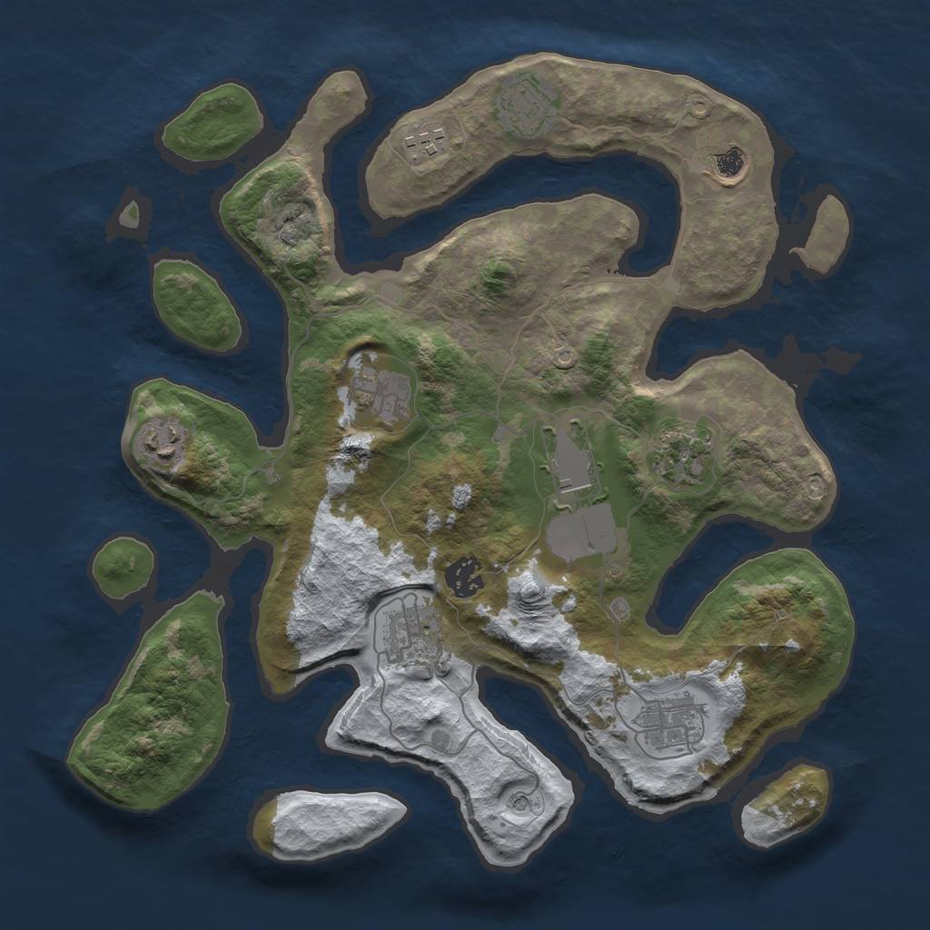 Rust Map: Barren, Size: 3500, Seed: 3824610, 13 Monuments
