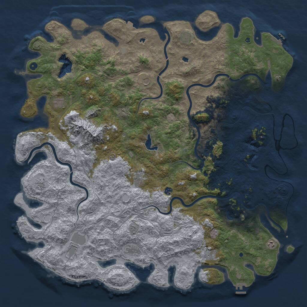 Rust Map: Procedural Map, Size: 6000, Seed: 379664, 17 Monuments