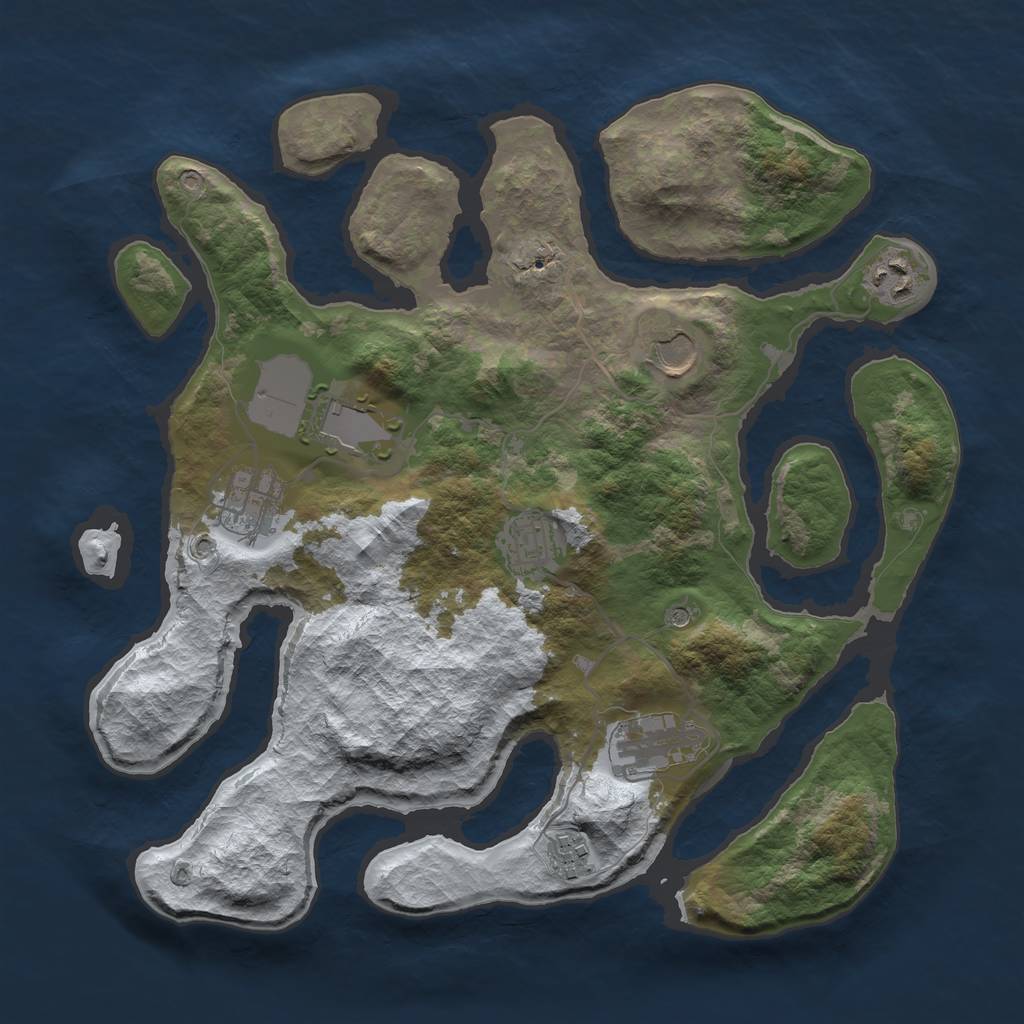Rust Map: Barren, Size: 3500, Seed: 6203097, 10 Monuments
