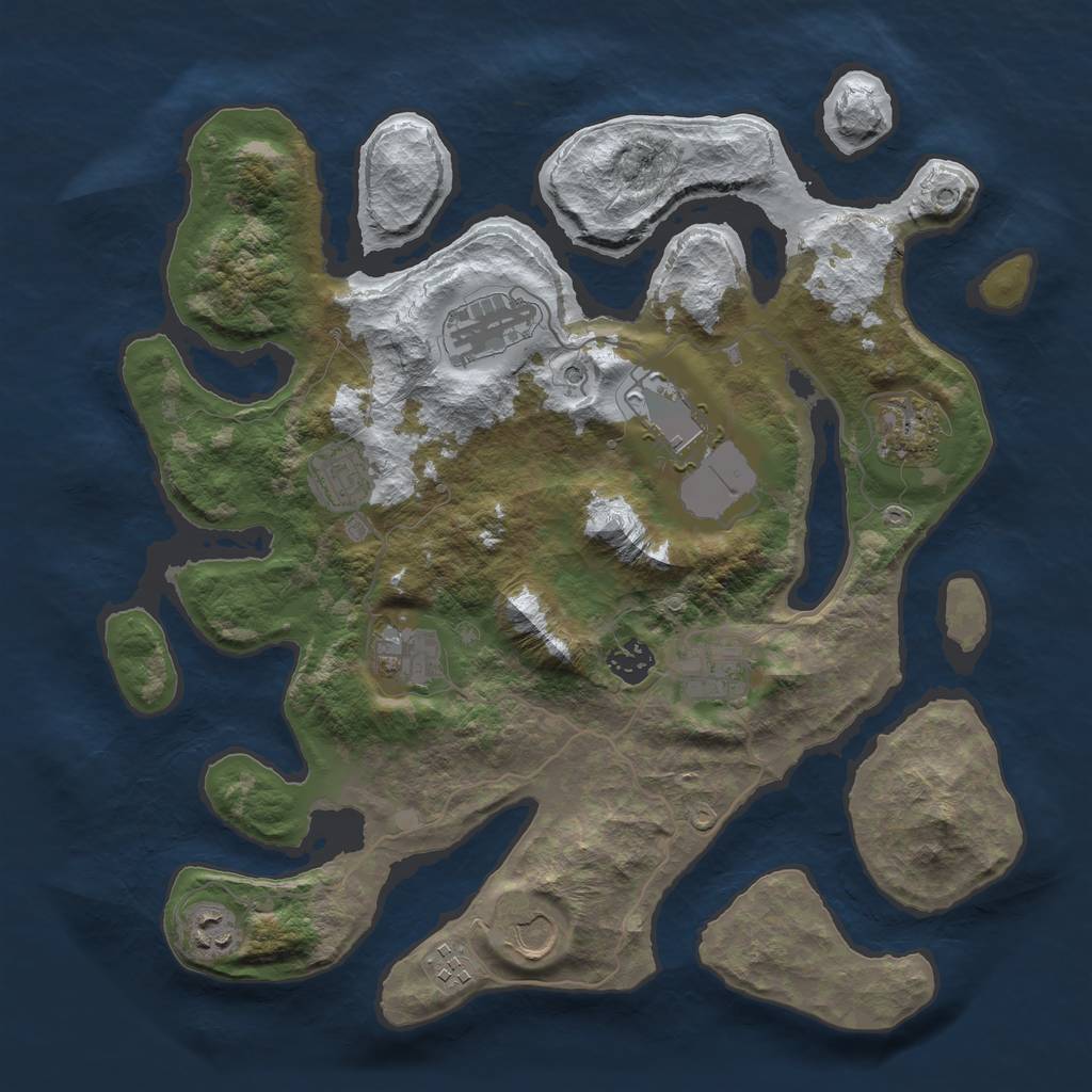 Rust Map: Barren, Size: 3700, Seed: 1557618015, 13 Monuments