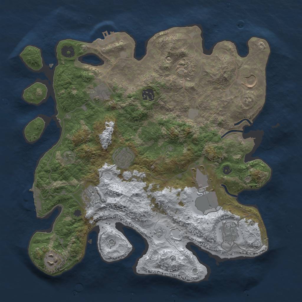 Rust Map: Procedural Map, Size: 3500, Seed: 2123902, 18 Monuments