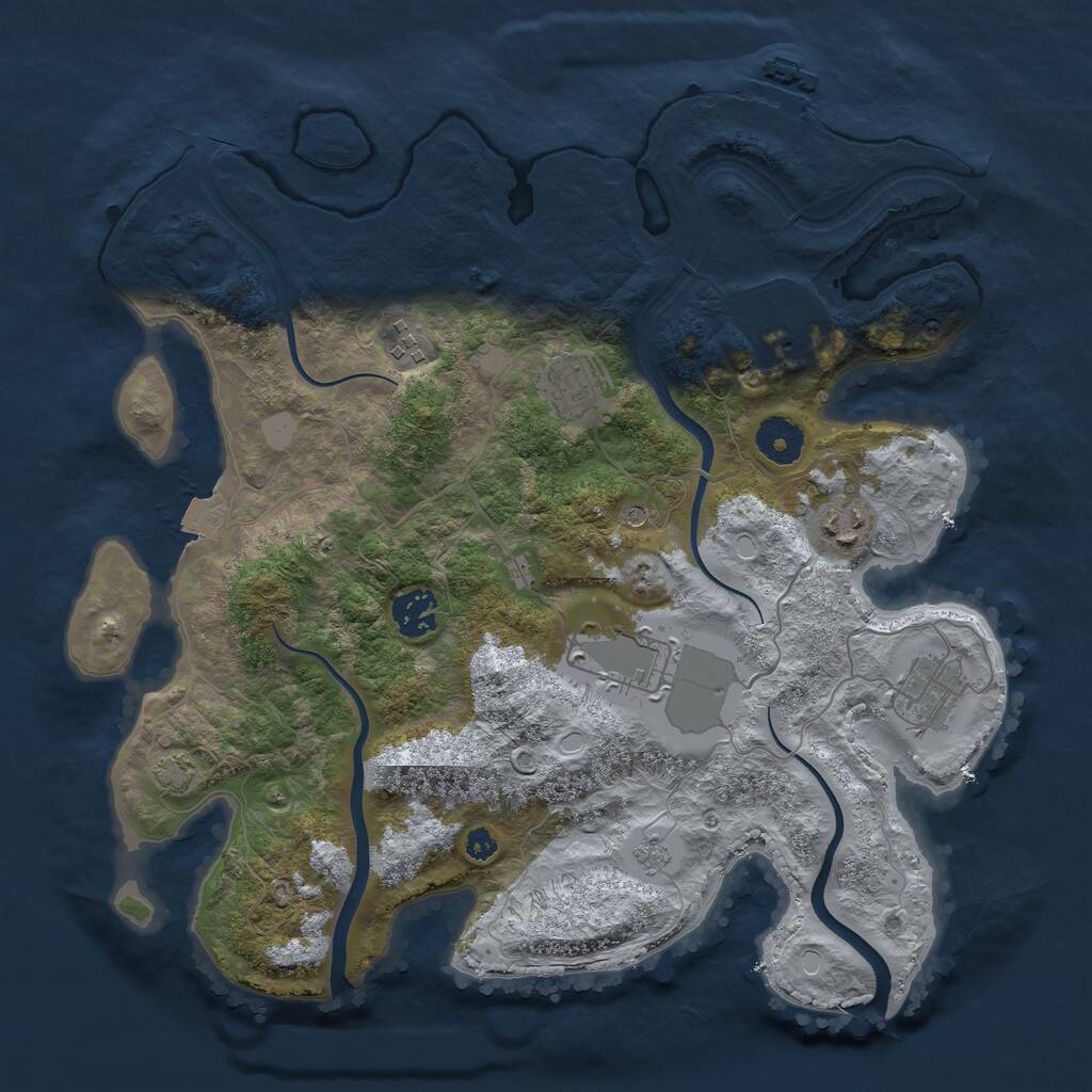 Rust Map: Procedural Map, Size: 3500, Seed: 5283522, 12 Monuments