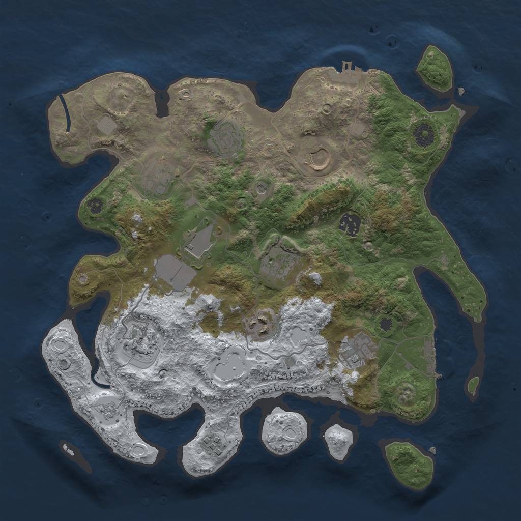 Rust Map: Procedural Map, Size: 3500, Seed: 3120042, 19 Monuments