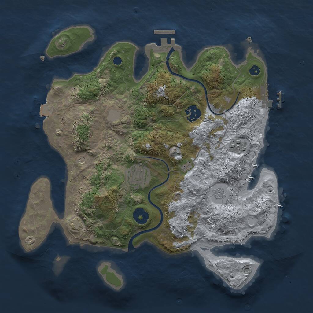 Rust Map: Procedural Map, Size: 3000, Seed: 12789353, 9 Monuments