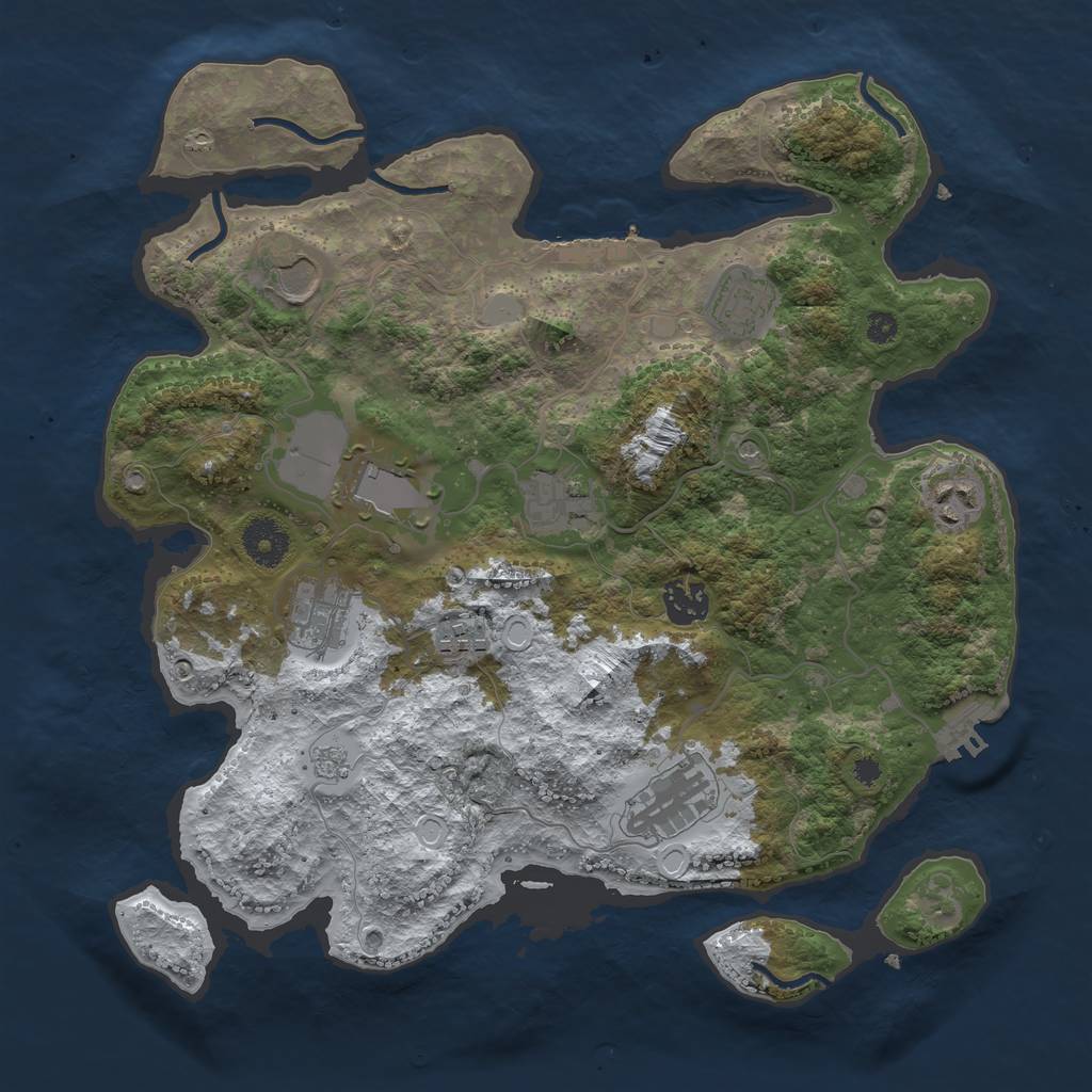 Rust Map: Procedural Map, Size: 3500, Seed: 3710098, 18 Monuments