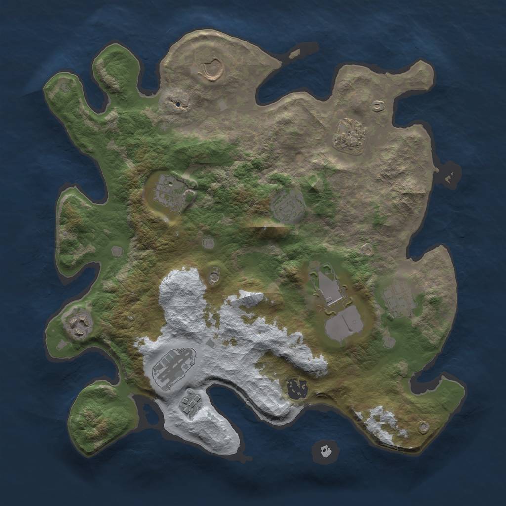 Rust Map: Barren, Size: 3500, Seed: 5850723, 13 Monuments