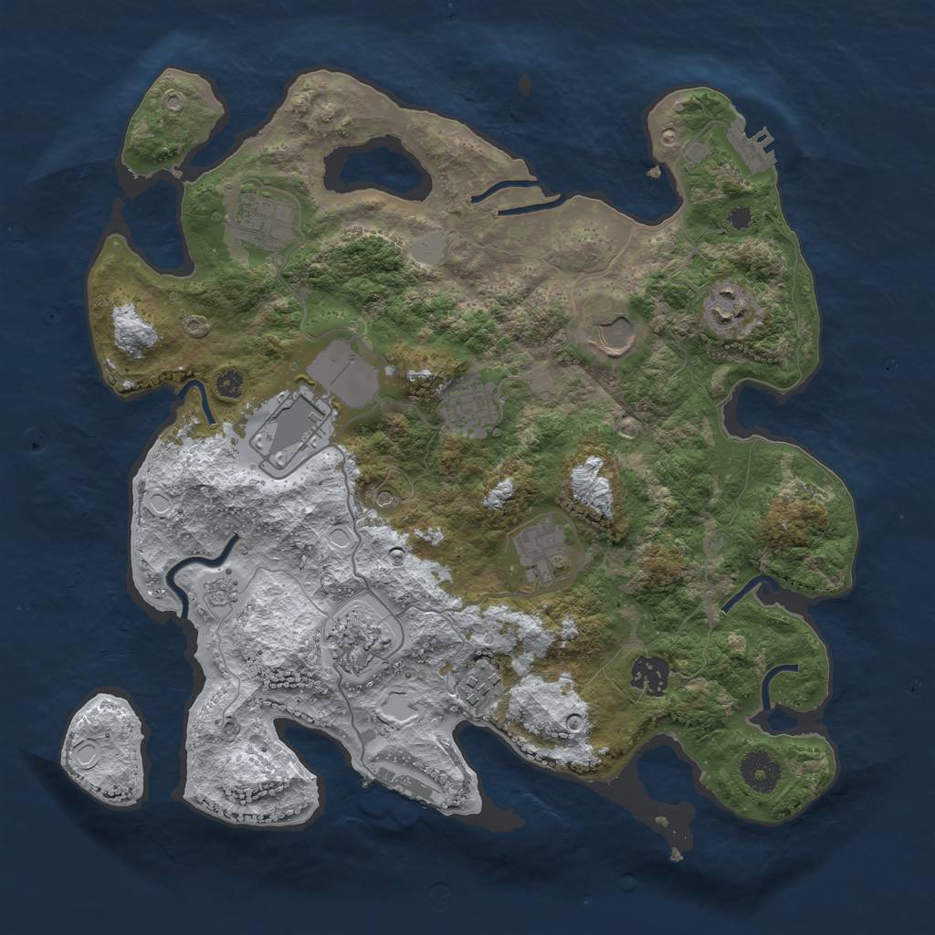 Rust Map: Procedural Map, Size: 3500, Seed: 3034406, 18 Monuments