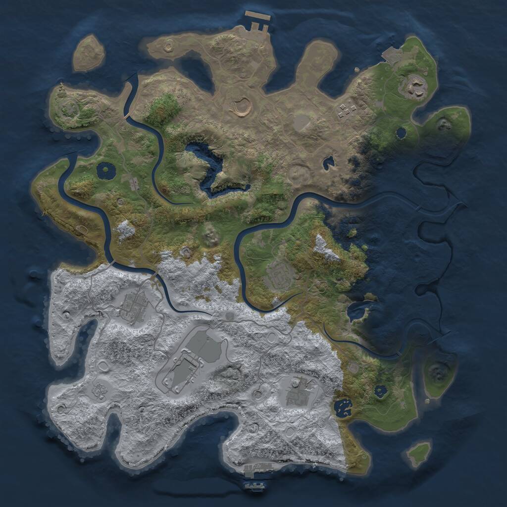 Rust Map: Procedural Map, Size: 4000, Seed: 33, 14 Monuments